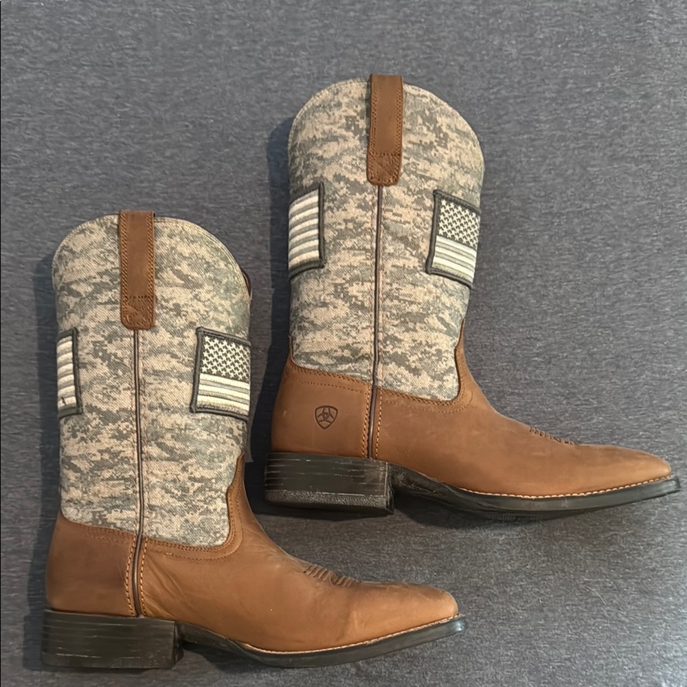 Ariat Camo and Brown Western Boots
